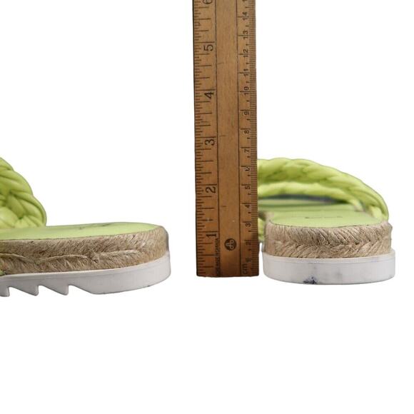 Marc Fisher Shoes Womens 6 Sandal Slides Double Woven Strap Leather Green Jaimee - Picture 6 of 12